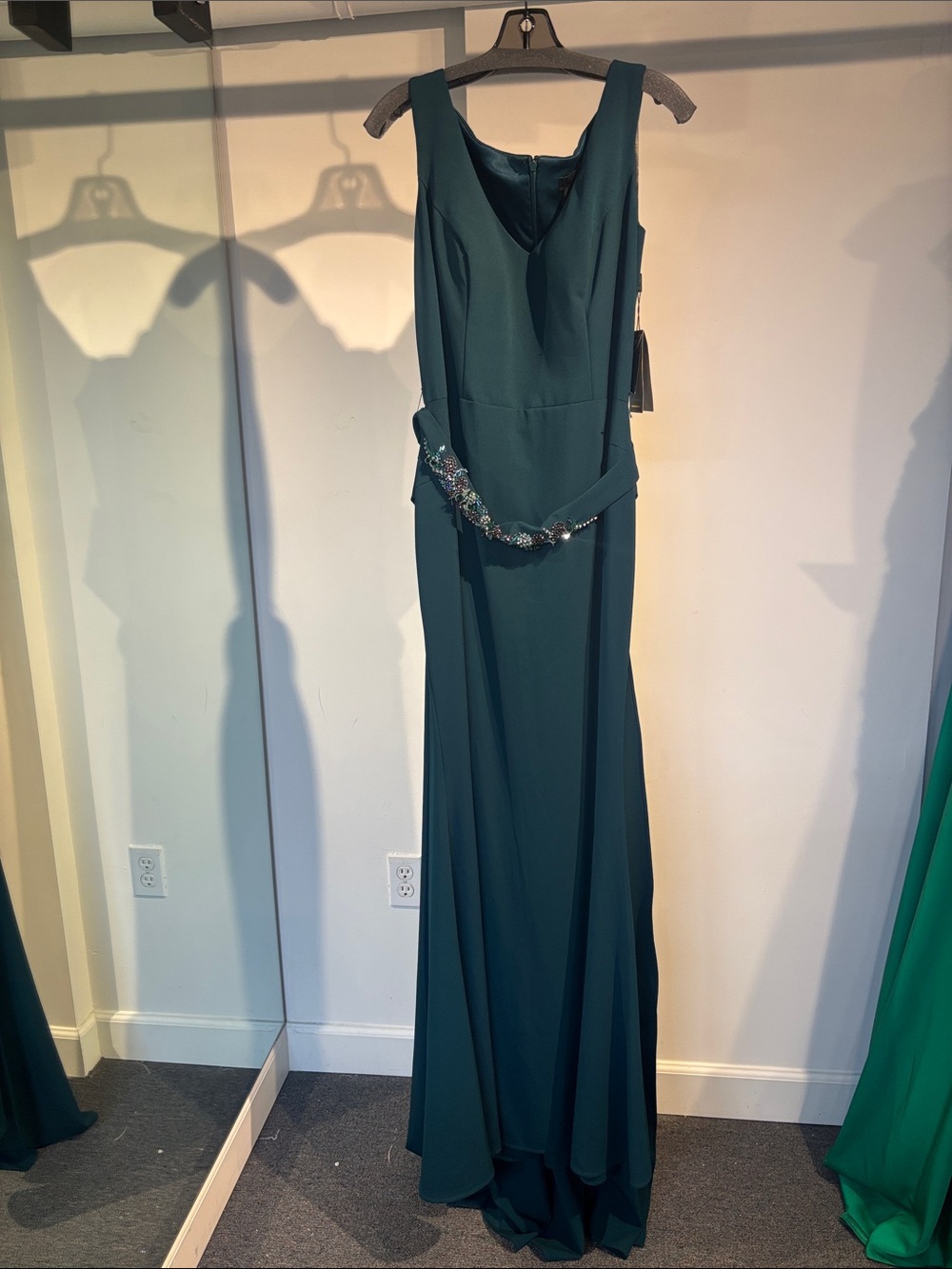 Terani Couture 4130 Forest Sleeveless V-Neck Evening Gown with Beaded Waist
